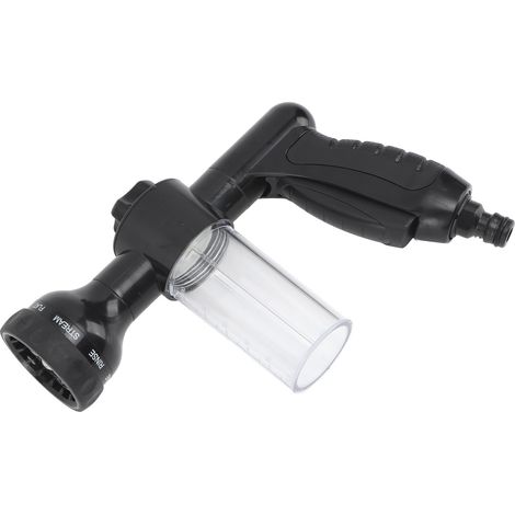 Adapter für Hundewaschschlauch, ergonomische Sprühdüse für Haustierwaschschlauch mit verstärkter Seifenspenderflasche, schwarz. (1/5)