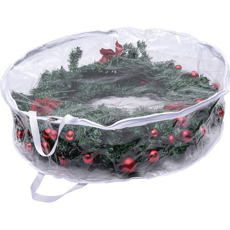 Sac de rangement pour décorations de porte PVC imperméable 60 cm transparent pour couronne de Noël et décoration home (1/5)