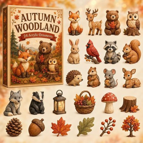 Calendario dell'Avvento Foresta Autunnale 2026 Modello 2D B Scatola a Sorpresa
