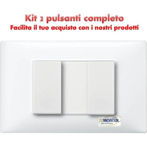 Pulsante a 2 doppio completo monoblocco con placca bianca compatibile plana