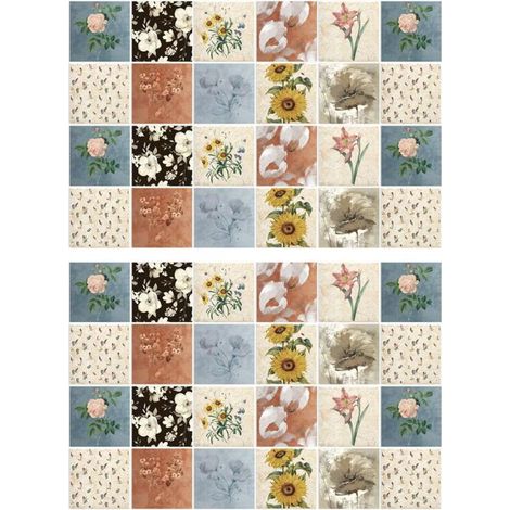 Juego de 48 pegatinas autoadhesivas para azulejos, pegatinas decorativas, aptas para cocinas y baños - 10 x 10 cm (1/5)