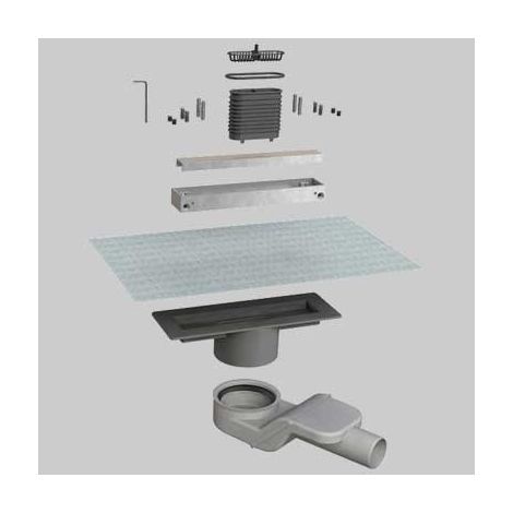 CANALINA DOCCIA ALLUMINIO IN KIT GRIGLIA DOUBLE FACE  CM. 20     BONOMINI
