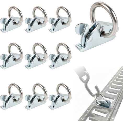 Confezione da 10 occhielli di fissaggio combinati per rimorchi, 61 mm, accessori per binari di fissaggio, ancoraggio di carico con anello di 39 mm di diametro, ancoraggio ad alte prestazioni, per bina (1/5)