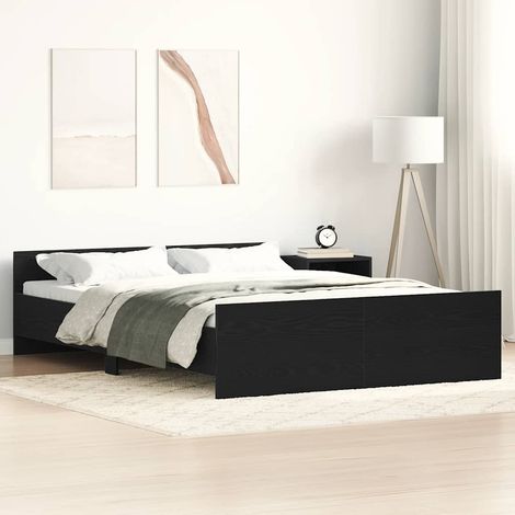 vidaXL Cadre de lit sans matelas chêne noir 140 x 190 cm bois d'ingénierie (1/5)