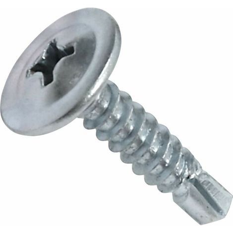 Lot de 100 vis à tôle autoperceuses Ø4.2x19mm – Tête large bombée PH – Acier zingué – Fixation métal bardage et chéneaux – Couleur argent (1/4)