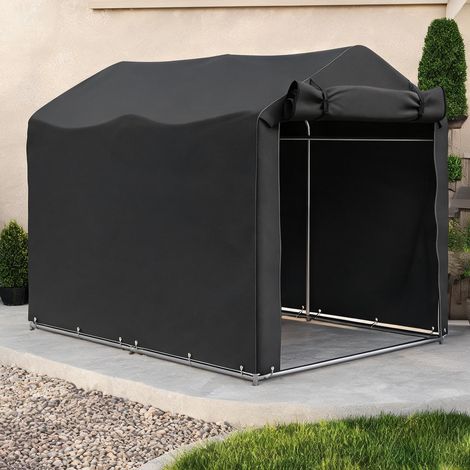 Abri de jardin coloris noir en métal PE 220 x 157 x 165 cm (1/5)