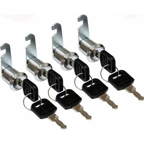 Lot de 4 Serrure Batteuse Cylindre, Verrou de Porte pour Armoire, Serrure Batteuse a Came Barillet pour Boite aux Lettres Tiroir -25mm - Argent (1/5)