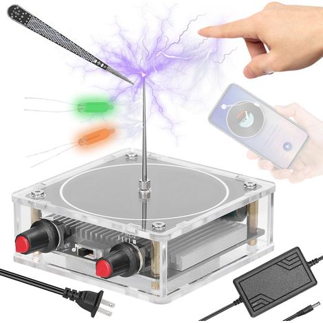Tragbarer Handlautsprecher mit Tesla-Spule, Bluetooth-Lautsprecher, Generator für künstliche Blitze, Lichtbogengenerator