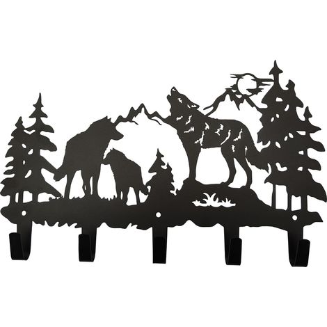 Wanddekoration mit Haken (schwarzer Wolf) (1/5)