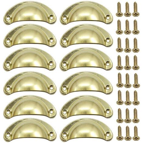 12 Stück Goldene Muschelgriffe für Möbel, Retro 82mm Griff für Vintage-Möbelschubladen mit Schrauben (1/5)