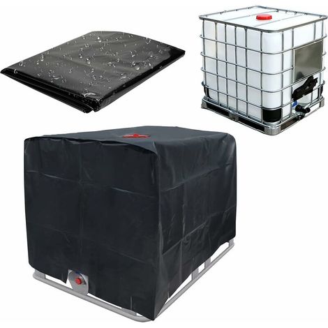 VURAHOME - Bâche de réservoir d'eau, Bâche Couverture Réservoir IBC pour Cuve 1000L, Capôt de Protection Container Citerne Eau, Anti-poussière Anti-UV Anti-Pluie, 120x100x116cm (noir)，Starlight (1/5)