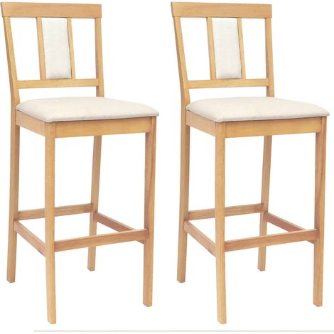 Taburete de bar 2 uds. Natural y Beige vidaXL (1/5)