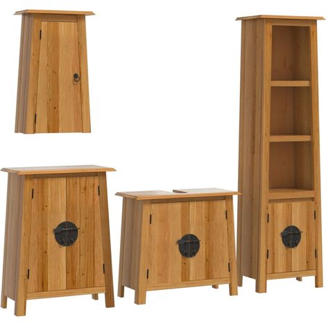 Maison Exclusive - 4-tlg. Badmöbel-Set Massivholz Kiefer