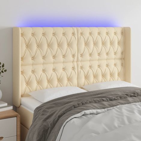 Testiera a LED Crema 163x16x118/128 cm in Tessuto vidaXL (1/5)