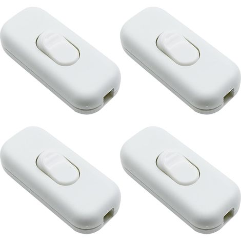 Lot de 4 interrupteurs intermédiaires en ligne - Blanc - 6 A - 250 V - Interrupteur à bascule - 2 fils et 3 fils - Pour petits appareils, lampes, lampes de table (1/5)