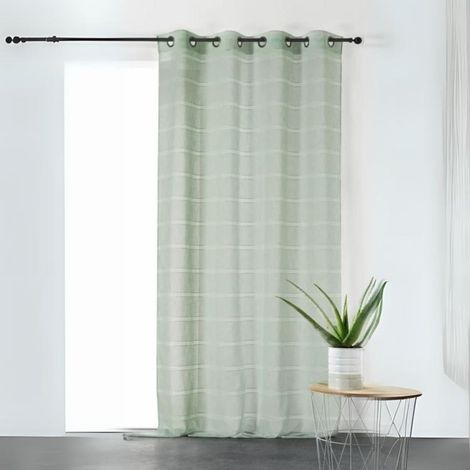 Voilage rayé et tamisant Cordelette Vert clair 140x250 cm (1/3)