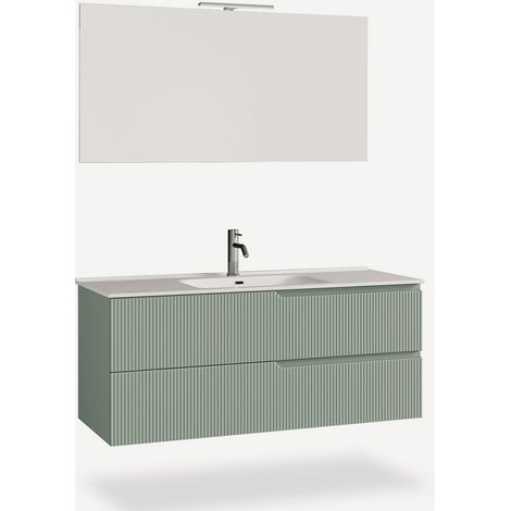 Mobile bagno sospeso con specchio e lavabo 120cm Venere - Verde (1/5)