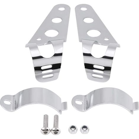 Support de Montage de Phare de Fourche, 35-43mm Kit de Serrage de Tube de Fourche de Support de Montage de Phare de Moto pour Chopper Cafe Racer(Chrome)