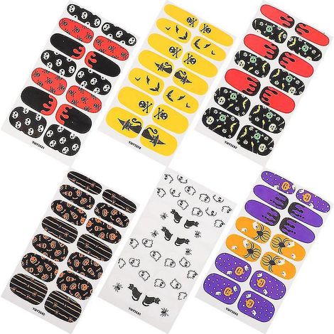 6 Bögen Halloween-Nagelaufkleber für Halloween-Dekorationen