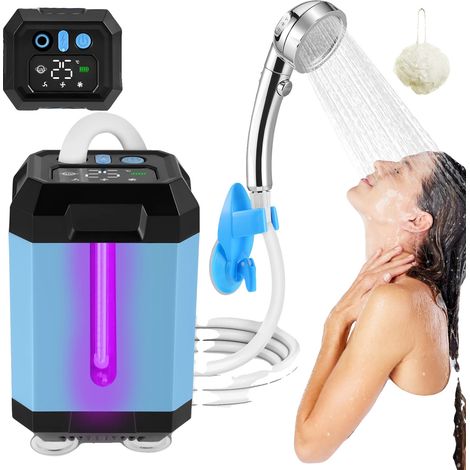 Ducha portátil, purificación de agua UV, batería de 6000 mAh, azul. (1/2)