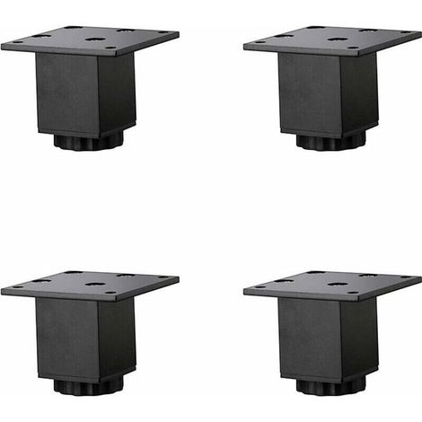 4 Pièces(5cm/2in) Pieds de Meubles en Alliage D'aluminium Réglables en Hauteur,Pieds de Table Basse de Canapé,Pieds D'armoire de Salle de Bain de Lavabo,5-40cm,Noir Mat,avec Vis (1/4)