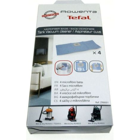 Set de 4 bolsas de microfibra de 19l para aspirador ROWENTA ZR8001
