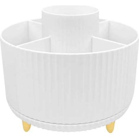 Organisateur Maquillage - Plateau Tournant Transparent - Compartiments Modulables Pour Pinceaux Et Soins - 1 Pièce (1/5)