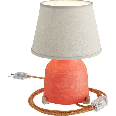 Lampe de table Vaso en céramique avec abat-jour Empire, complète avec câble textile, interrupteur et prise 2 pôles (1/5)