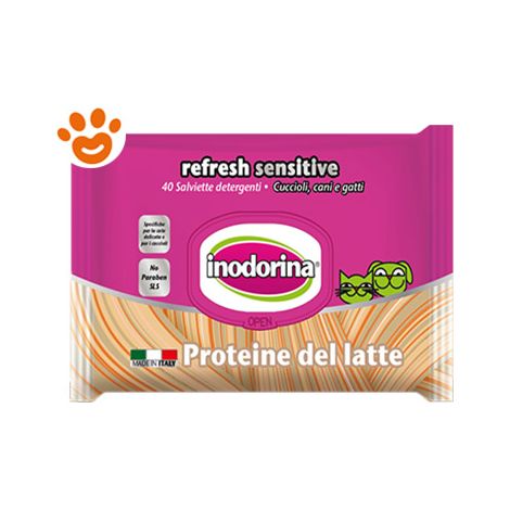 Inodorina Dog/Cat Refresh Sensitive alle Proteine del Latte - Inodorina Dog/Cat Refresh Sensitive alle Proteine del Latte - 40 Salviette