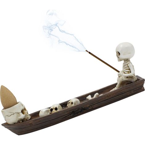Encensoir Navire Crâne Créatif Plateau Cendres Support Bâtons Encens Déco Table Halloween Résine 16,8x3,9x5,3 cm 1 Pièce (1/4)