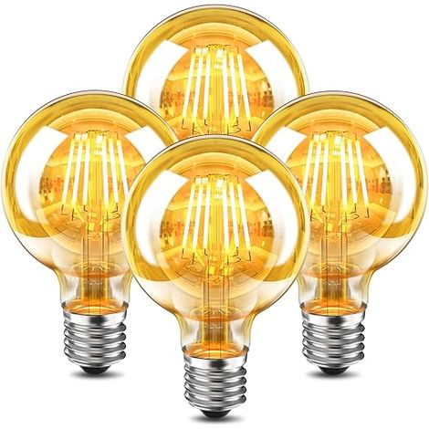Ampoule LED E27 6W Globe G80 Décorative Lampe Blanc chaud 2700K 700 lm Non Dimmable Verre Ambré Rétro Idéal pour Café Bar Maison Restaurant (1/5)