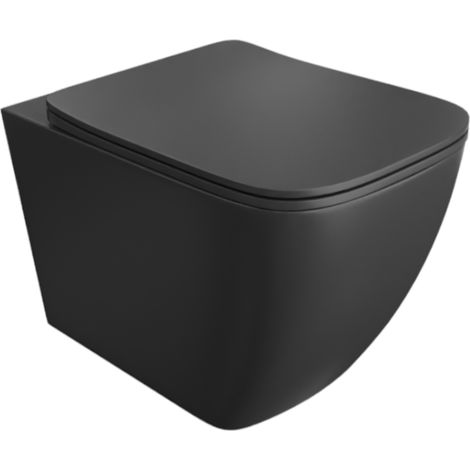 LAVITA Onil Black WC suspendu L'abattant de WC à chute lente WC suspendu sans bord WC 355x510x395 cm noir