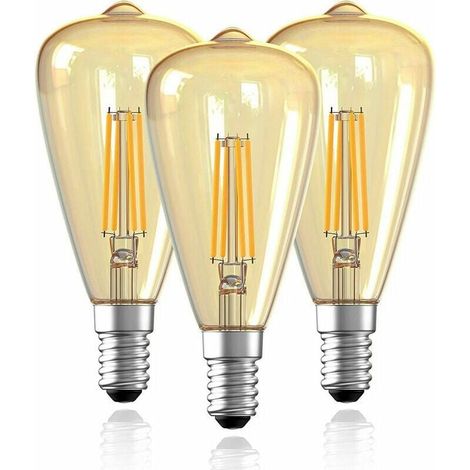 E14 Vintage-Glühbirne, LED-Edison-Glühbirne ST48 E14, dekorative Lampe, Retro-Edison-Glühbirne, Vintage-Antiklampe, 4 W, warmweißes Filament für Restaurant, Café, Bar – 3 Stück FLITI (1/4)