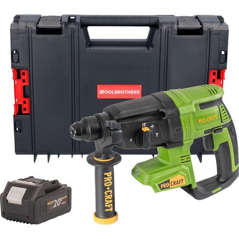 Procraft PHA40bb Akku Bohrhammer 20 V 2,6 J SDS plus Brushless + 1x Akku 4,0 Ah + RHINO Toolcase - ohne Ladegerät (1/5)