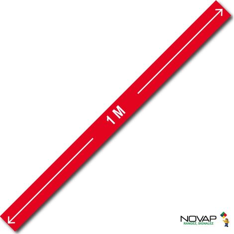 Bande 1m avec flèche - Rouge - spécial sol - 1000x70 mm - 4007991