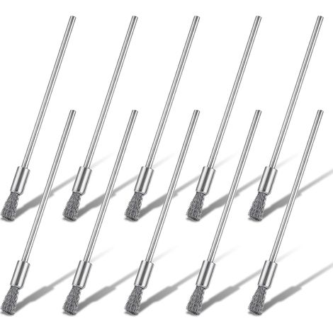 10 Pcs Stainless Steel Wire Brush Drill Brush with 3mm Chuck and 6mm Bits (1/5)