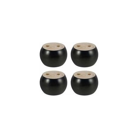 Juego de 4 patas redondas de madera de 5 cm de altura para sofá, cama, sillón y armario, con tornillos y cintas (negro) (1/4)