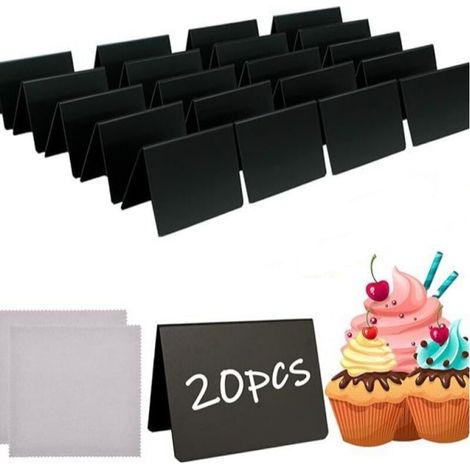 Lot de 20 Mini Tableau Noir, Mini Panneau D'affichage, Petit Tableau Noir pour Boulangerie, Buffet, Mariage, Fêtes, Signes pour la Nourriture (10 x 7.6 cm) (1/4)