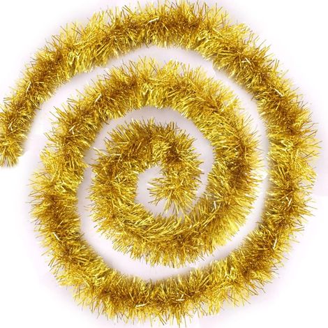 4 guirnaldas navideñas doradas (200 cm) para árbol de Navidad, adornos navideños metálicos brillantes, decoración para chimenea, ventana, pared y puerta. (1/5)