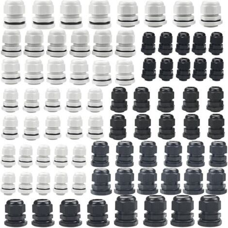 BARKBUSTERS Lot De 80 Presse Étoupes,Ip68 Presse Etoupe Etanche PG7/PG9/PG11/PG13.5/PG16/PG19 Passe Câble Étanche Pour Boîte De Dérivation, Boîte De Distribution, Boîte à Fusibles En Saillie, Répartit (1/4)