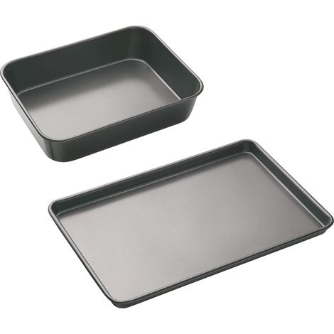 masterclassKitchenCraft Set de 2 vassoi de Forno 1mm Acciaio al carbonio Non-Stick BPA Free de 39 x 27 cm e 34 x 26 cm