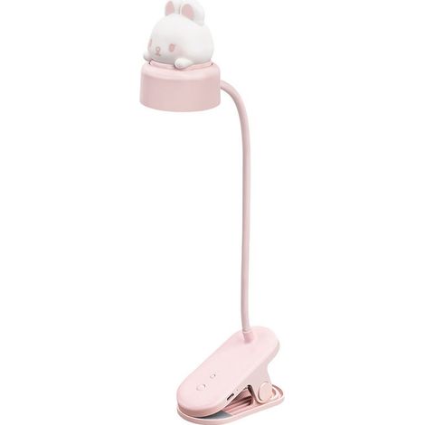 Flexible Klemmleuchte mit integriertem Nachtlicht/Mit USB-Akku/LED-Leseleuchte für Schreibtisch, Bett und Nachttisch – Leicht und praktisch – Ideal für Kinder – Rosa (1/5)
