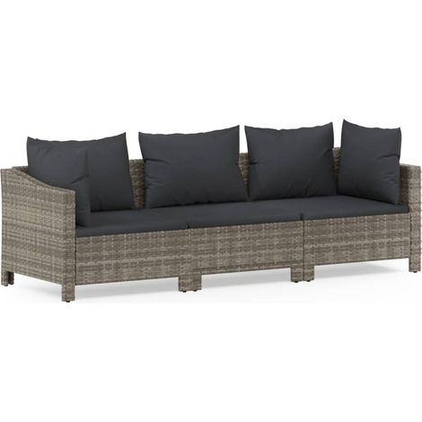 Maison Exclusive - 3-tlg. Garten-Lounge-Set mit Kissen Grau Poly (1/5)