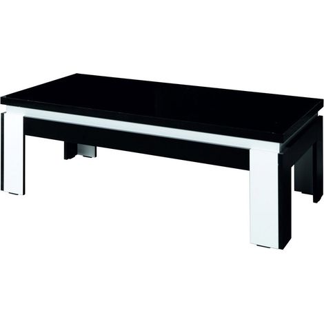 Couchtisch LINA schwarz und weiß glänzend – 125 x 42 x 65 cm