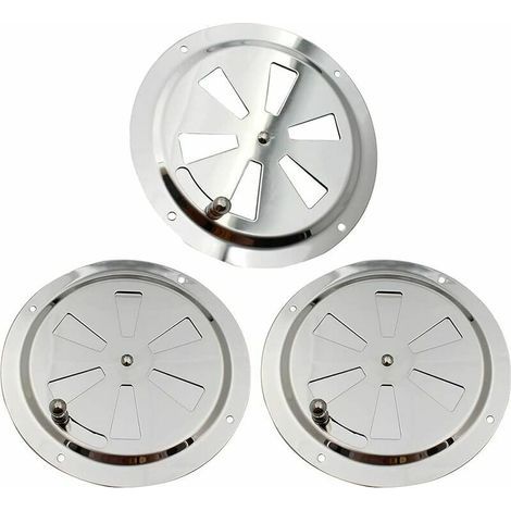 3 Pieces Round Ventilation Grille, Stainless Steel Ventilation Rosette 125 mm Air Vent, Adjustable Air Opening, Gill Fan, for Smokers, Motorhomes (1/5)