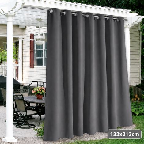 ROSNEK PatioGuard Rideau extérieur imperméable anti-accrocs à œillets 132 x 213 cm semi-occultant Gris foncé 1 panneau