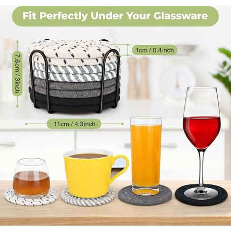 Lot de 8 dessous de verre pour boissons, dessous de verre pour table basse, dessous de verre absorbants pour boissons, dessous de verre pour table en bois, décoration de salon (1/3)