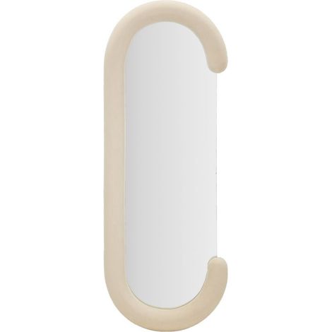Specchio da parete Chantal XL con cornice in velluto crema