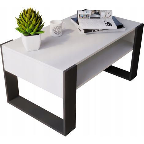 Tavolino bianco 90x50 cm, tavolino retrò, tavolino da loft (1/5)