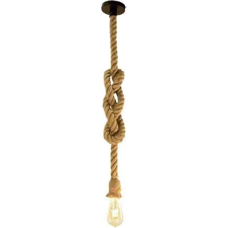 Lustre suspension en corde de chanvre E27 douilles style industriel rétro pour salon salle à manger bar - 2M (1/4)